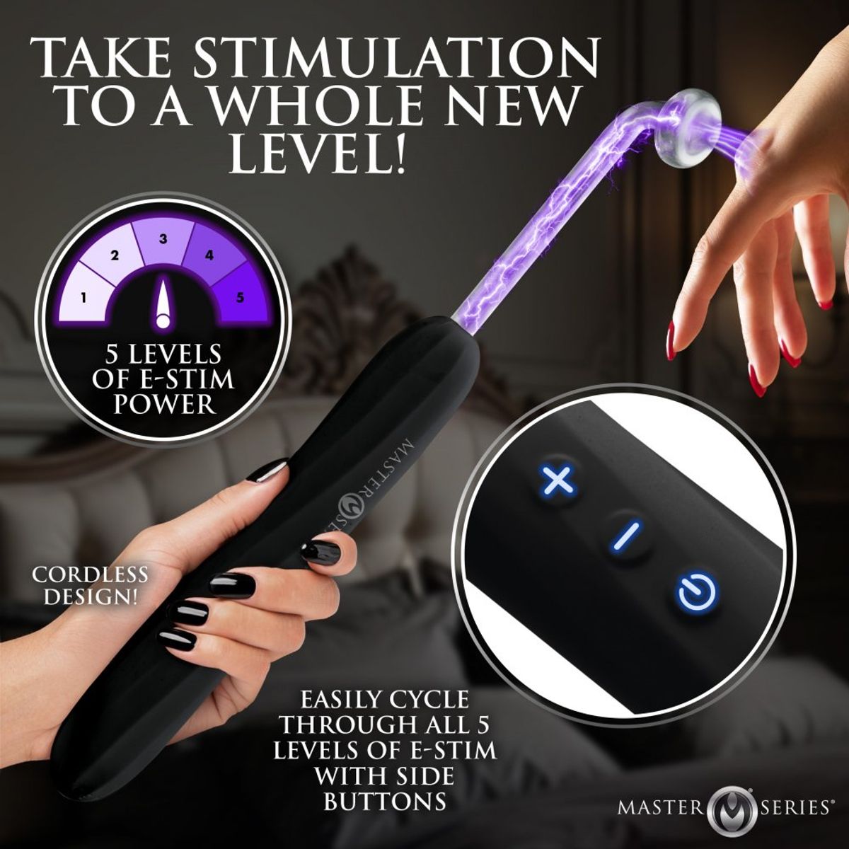 Master Series - Elektra Rechargeable E-Stim Wand - Black